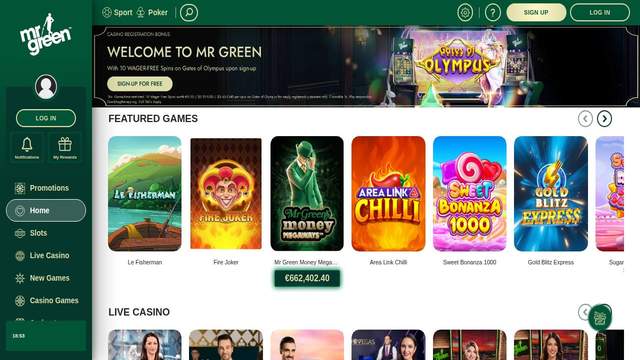 Mr Green - casino utländska screenshot